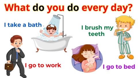 你每天都做什麼？| 動作動詞初學者日常英語 | 英語句子 (What Do You Do Every Day? | Action Verbs For Beginner Daily English | English Sentences)