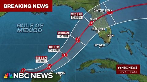 最新消息：颶風米爾頓增強為五級風暴 (BREAKING: Hurricane Milton strengthens to a Category 5 storm)