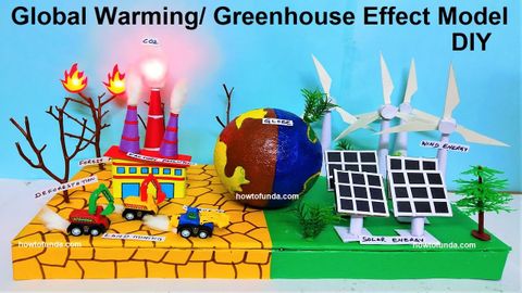 地球温暖化と温室効果の作業模型 - 科学プロジェクト - diy | howtofunda (global warming and greenhouse effect working model - science project - diy | howtofunda)