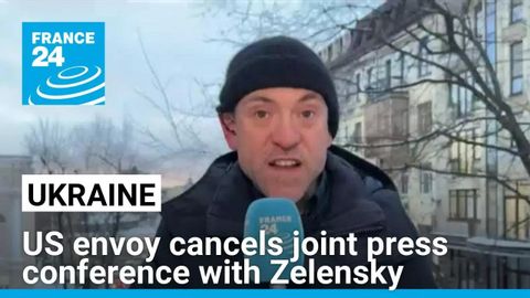 A news conference between Zelensky and Donald Trump’s Ukraine envoy is canceled at U.S. request