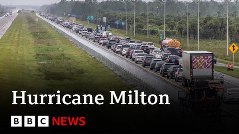 颶風米爾頓發出警告，佛羅里達州數百萬人撤離 | BBC 新聞 (Hurricane Milton warning sees millions in Florida evacuate | BBC News)