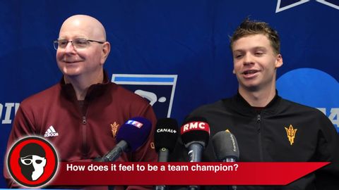 レオン・マルシャン＆ボブ・ボウマンFULL NCAAチームチャンピオンインタビュー (Leon Marchand & Bob Bowman FULL NCAA Team Champion Interview)