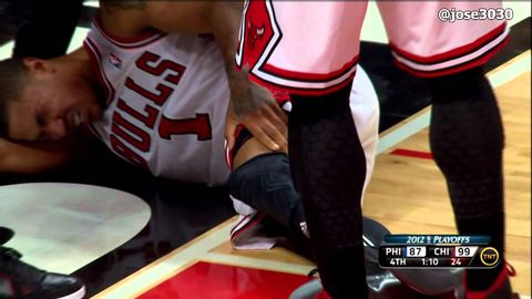 デリック・ローズ ACL 膝の負傷 2012/4/28 NBAプレーオフ第1戦 (Derrick Rose ACL Knee Injury - 4/28/2012 2012 NBA Playoffs Game 1)