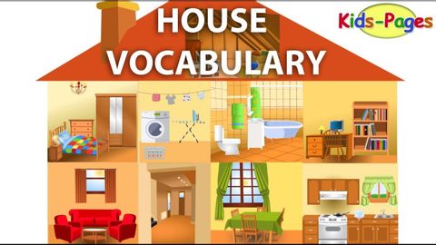 房屋詞彙、房屋的各個部分、房屋的各個房間、房屋物品和傢俱 (House vocabulary, Parts of the House, Rooms in the House, House Objects and Furniture)